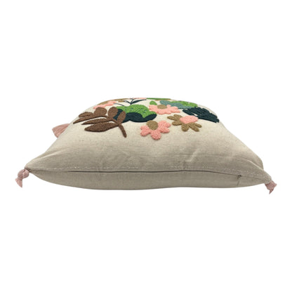 Dekokissen mit Punch Stickerei - Blume - Blumenstrauss - 43 x 43cm