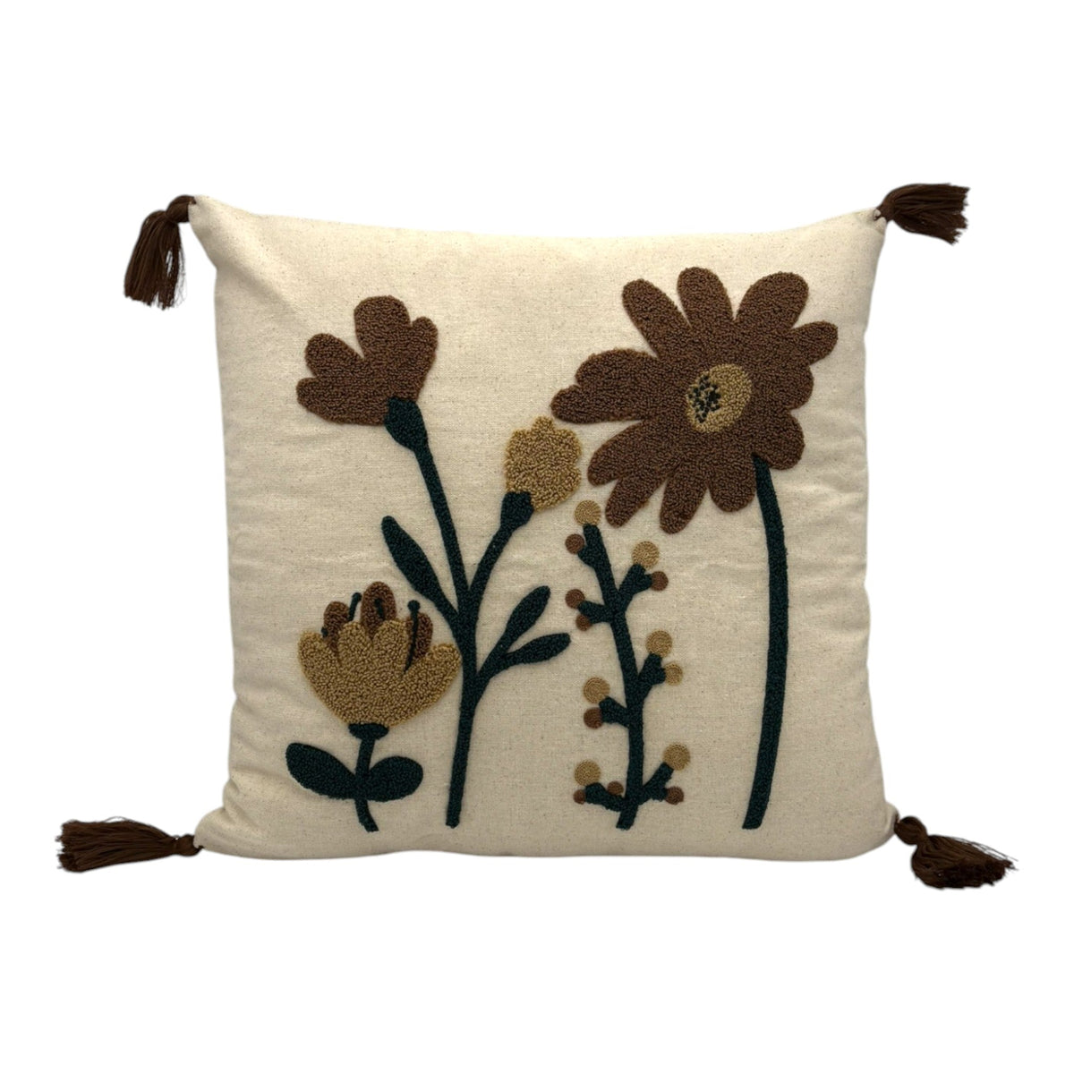 Dekokissen mit Punch Stickerei - Blume - Margerite - 43 x 43cm