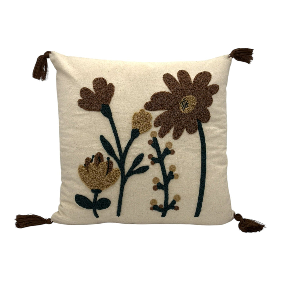 Dekokissen mit Punch Stickerei - Blume - Margerite - 43 x 43cm