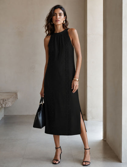 Minimalistisches Maxikleid mit Seitenschlitzen und Taschen