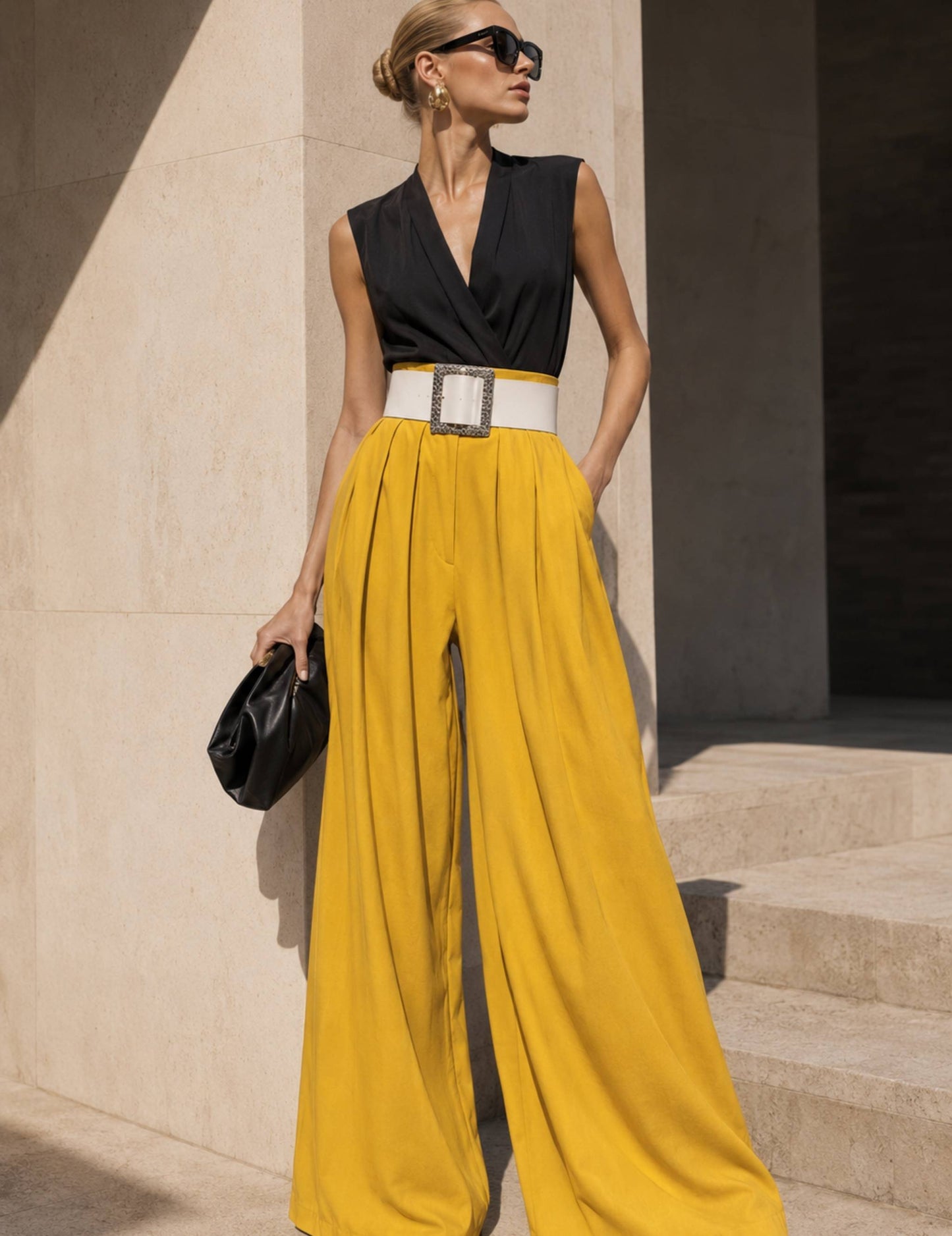 High Waist Palazzo Hose mit Gürtel