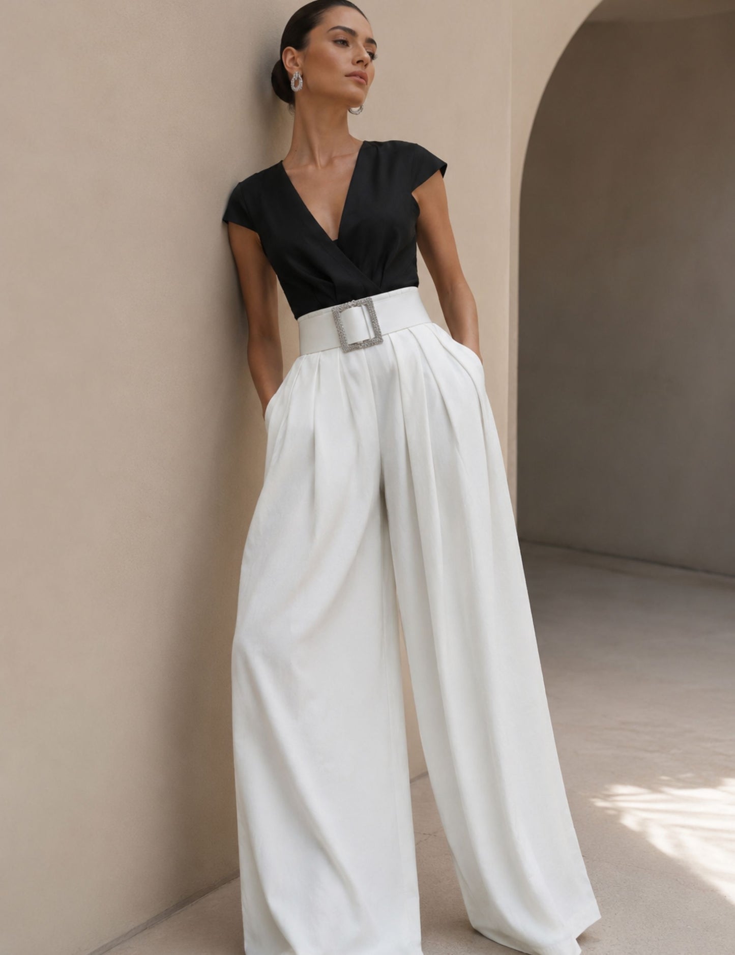 High Waist Palazzo Hose mit Gürtel