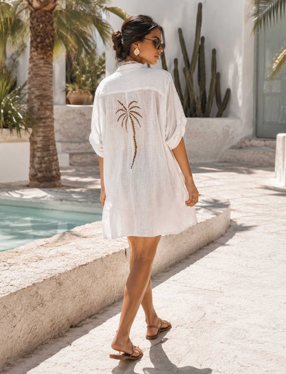 Damen Hemdblusenkleid aus Baumwollmischung mit Knopfleiste