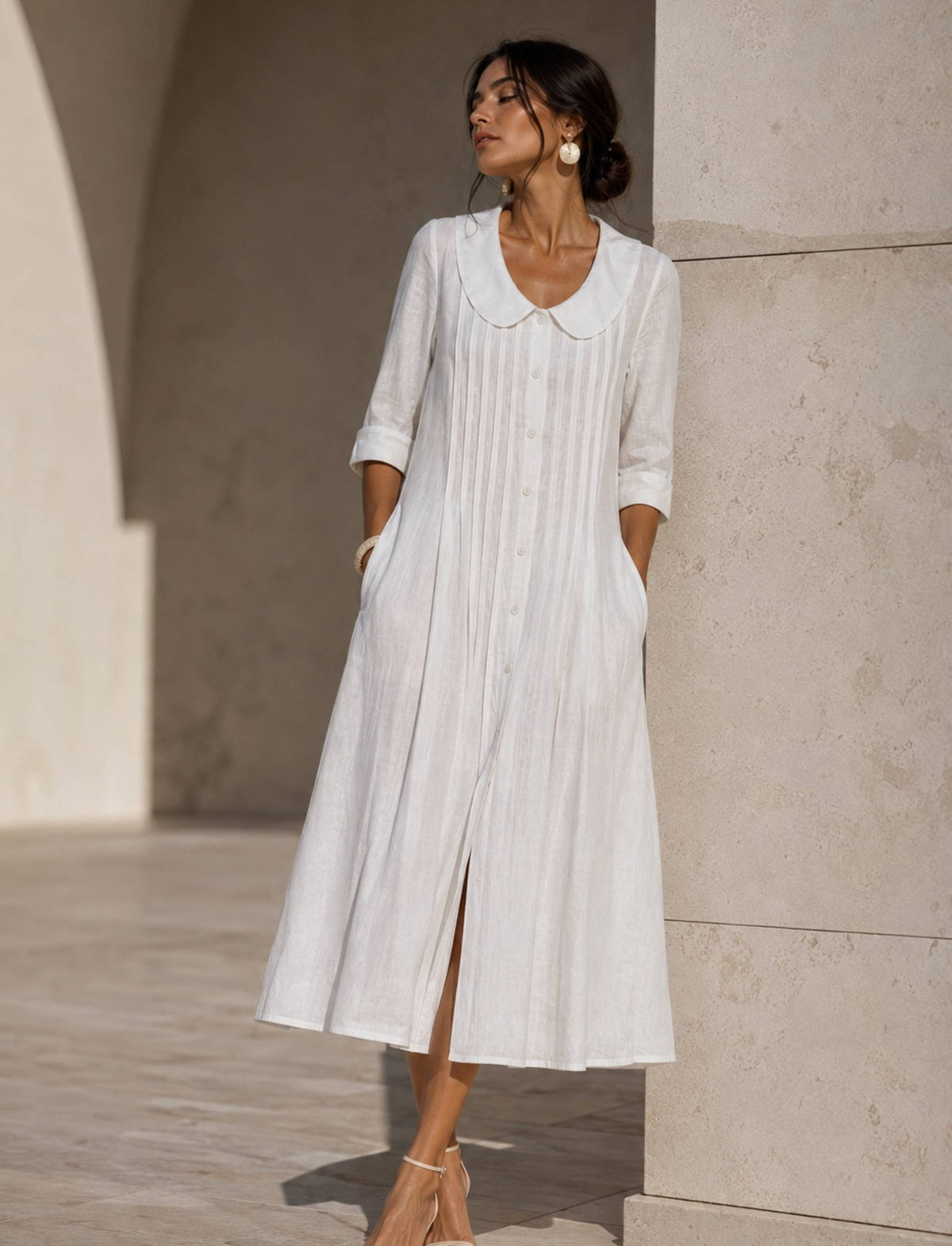 Klassisches Maxikleid mit Knopfleiste