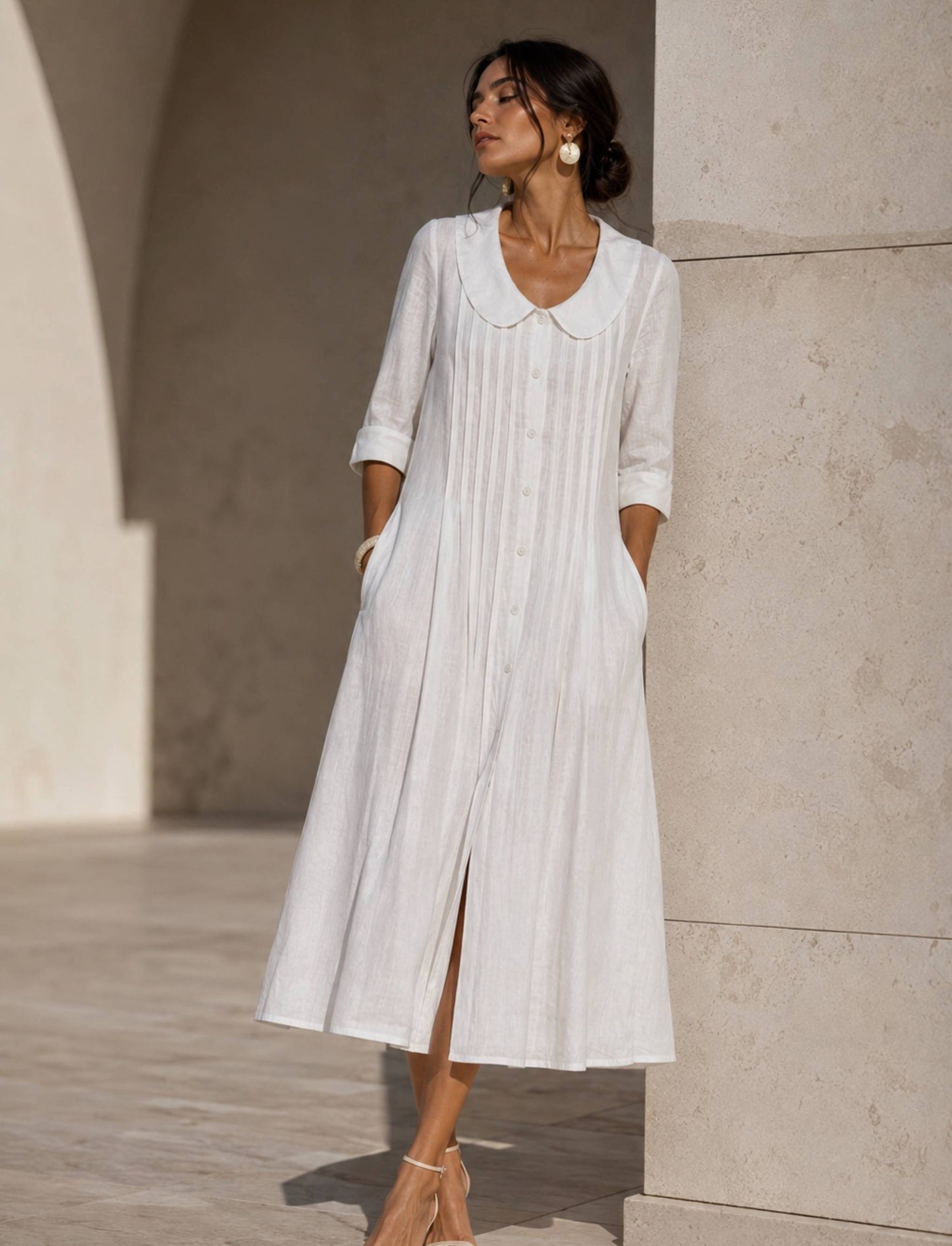 Klassisches Maxikleid mit Knopfleiste