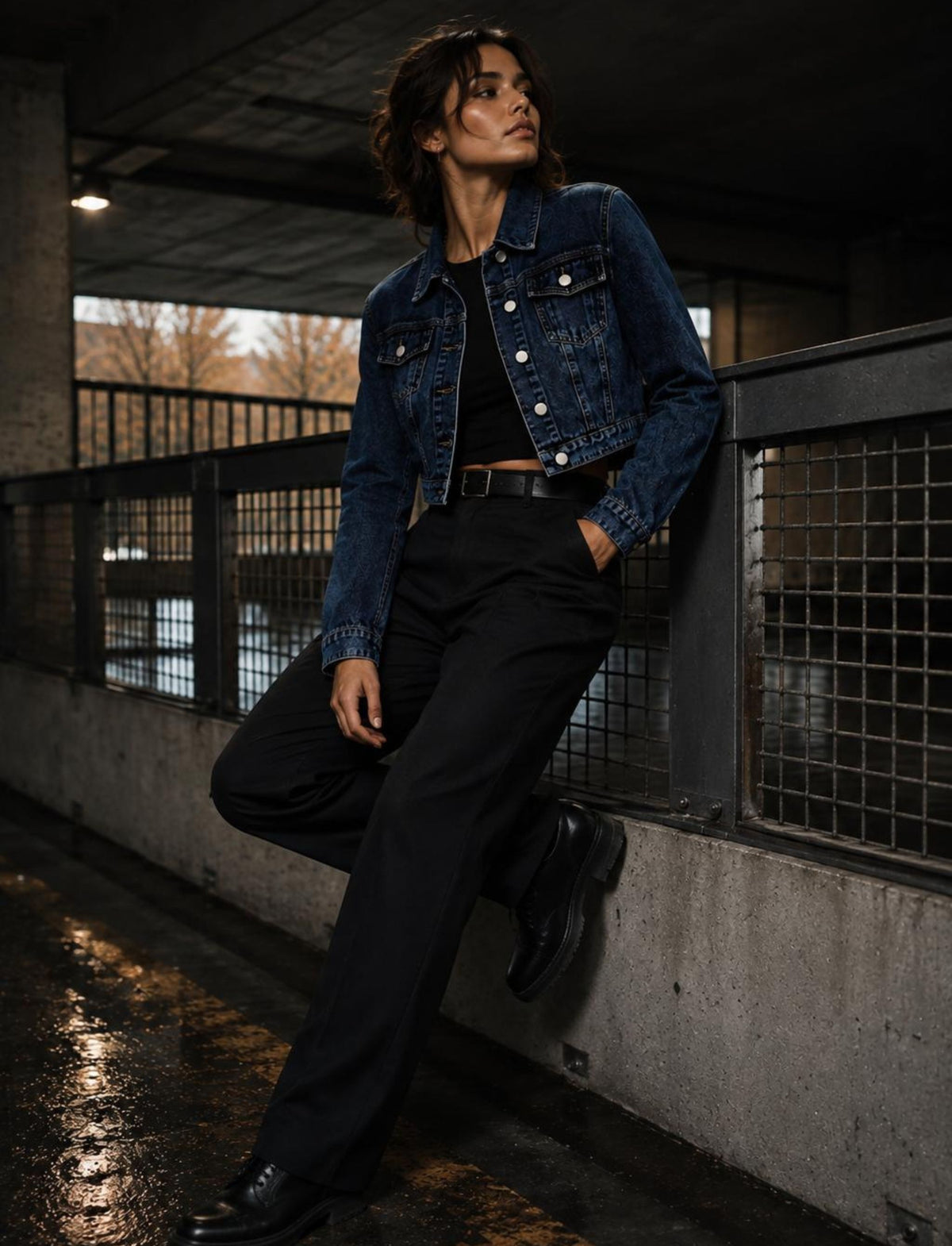 Damen Jeansjacke kurz mit Knopfverschluss