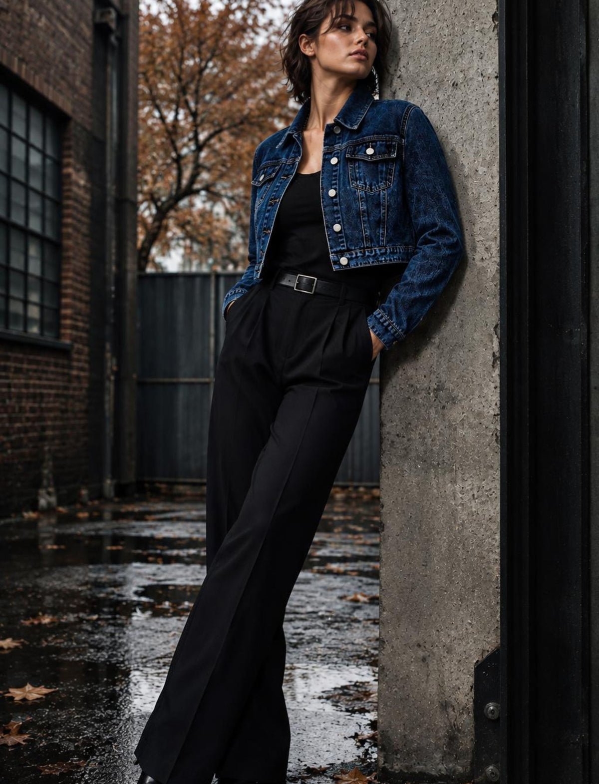 Damen Jeansjacke kurz mit Knopfverschluss