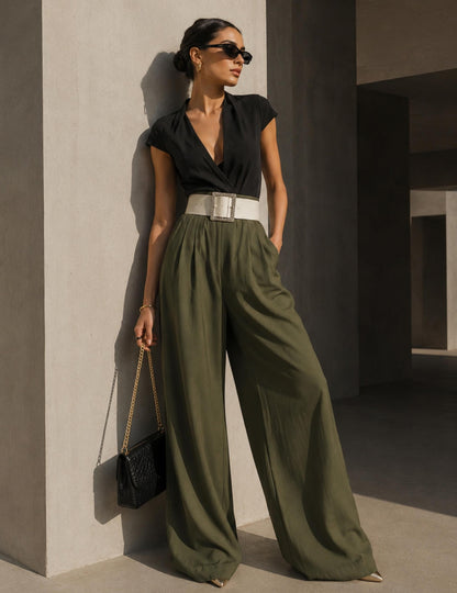 High Waist Palazzo Hose mit Gürtel