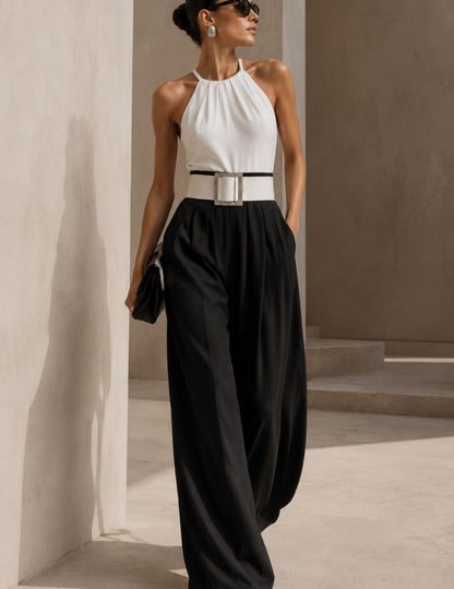 High Waist Palazzo Hose mit Gürtel