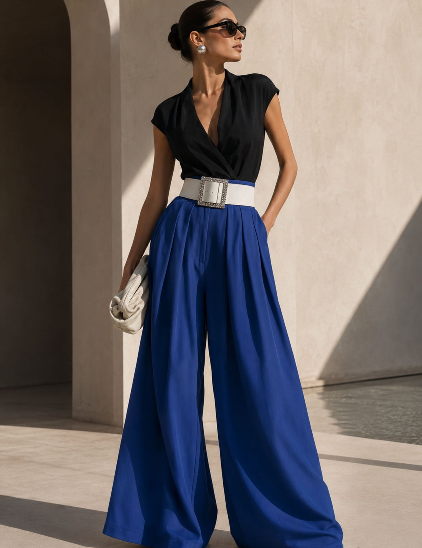 High Waist Palazzo Hose mit Gürtel