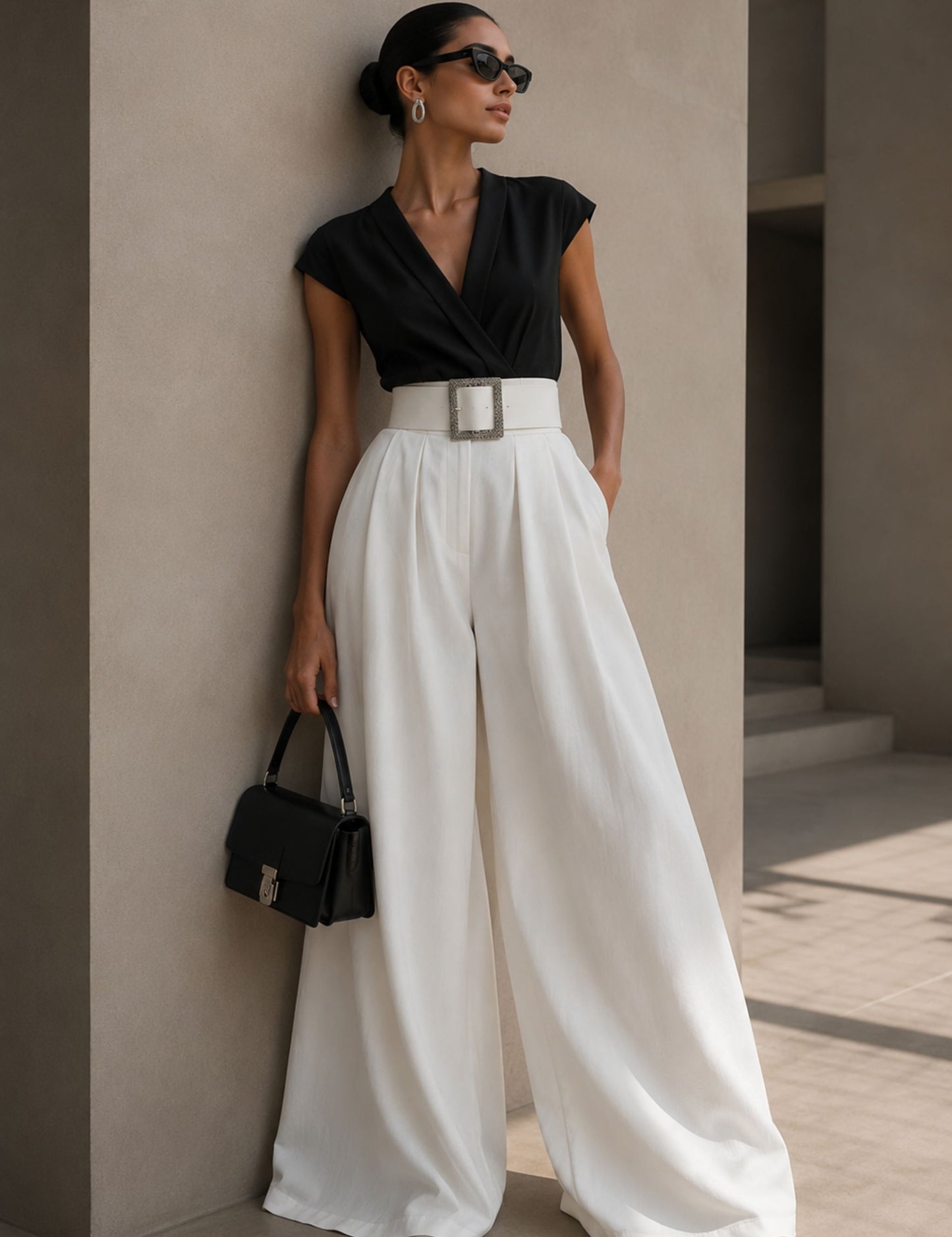 High Waist Palazzo Hose mit Gürtel
