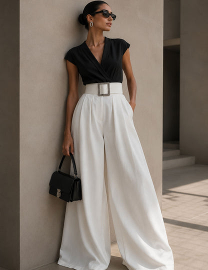 High Waist Palazzo Hose mit Gürtel