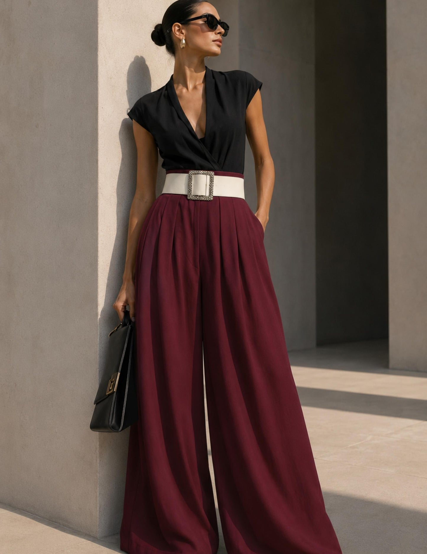 High Waist Palazzo Hose mit Gürtel