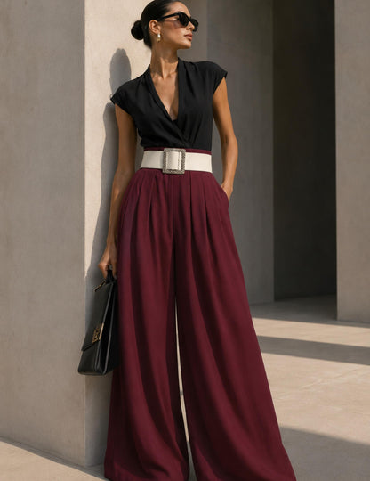 High Waist Palazzo Hose mit Gürtel