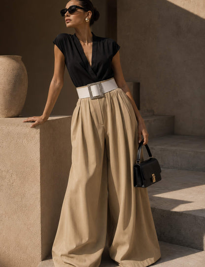 High Waist Palazzo Hose mit Gürtel