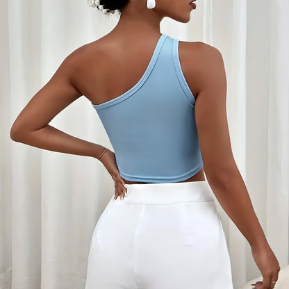 Damen One-Shoulder Crop Top figurbetont