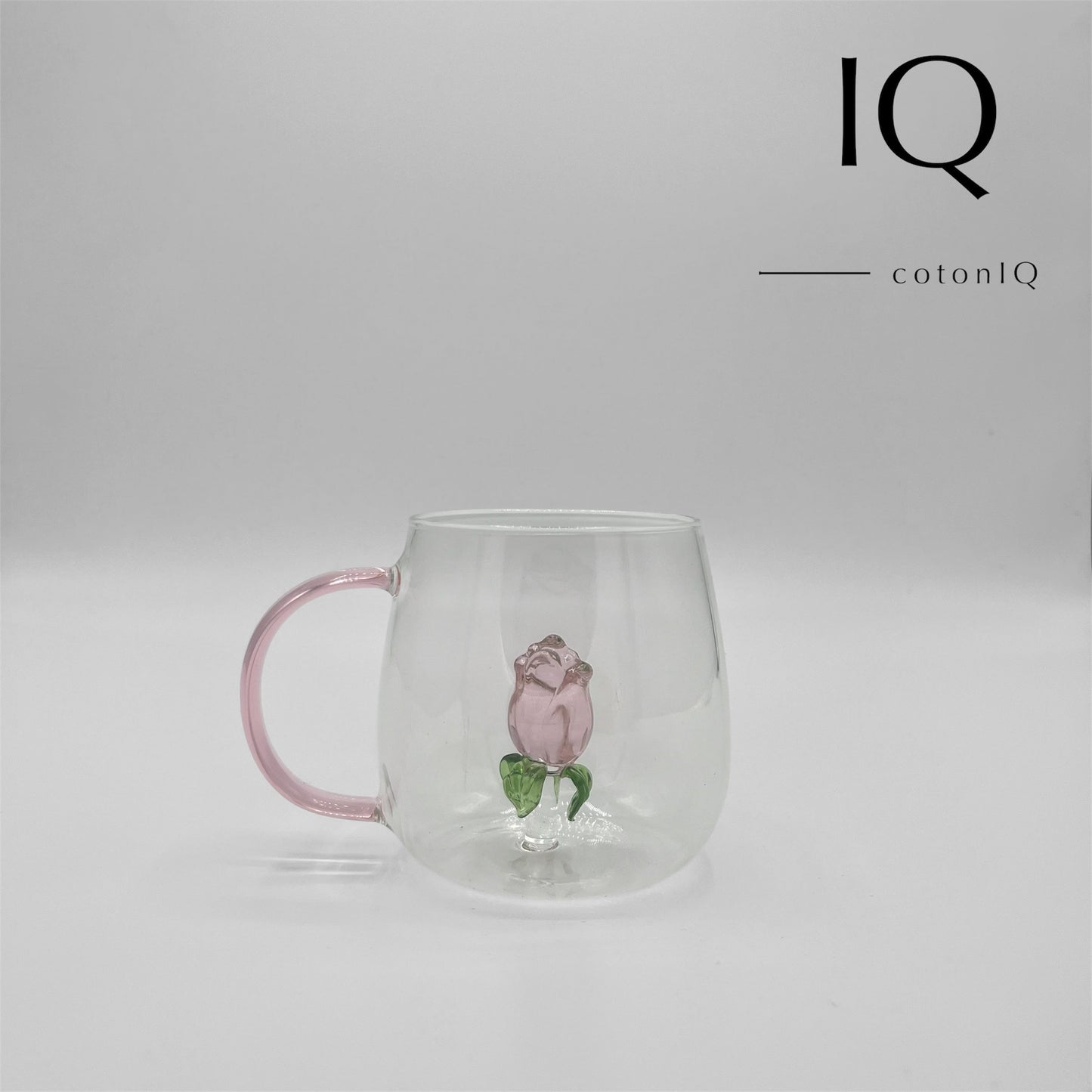 Glastasse mit 3D-Figur – Rose – 380 ml