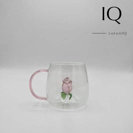 Glastasse mit 3D-Figur – Rose – 380 ml