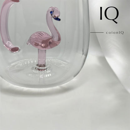 Glastasse mit 3D-Figur – Flamingo – 380 ml