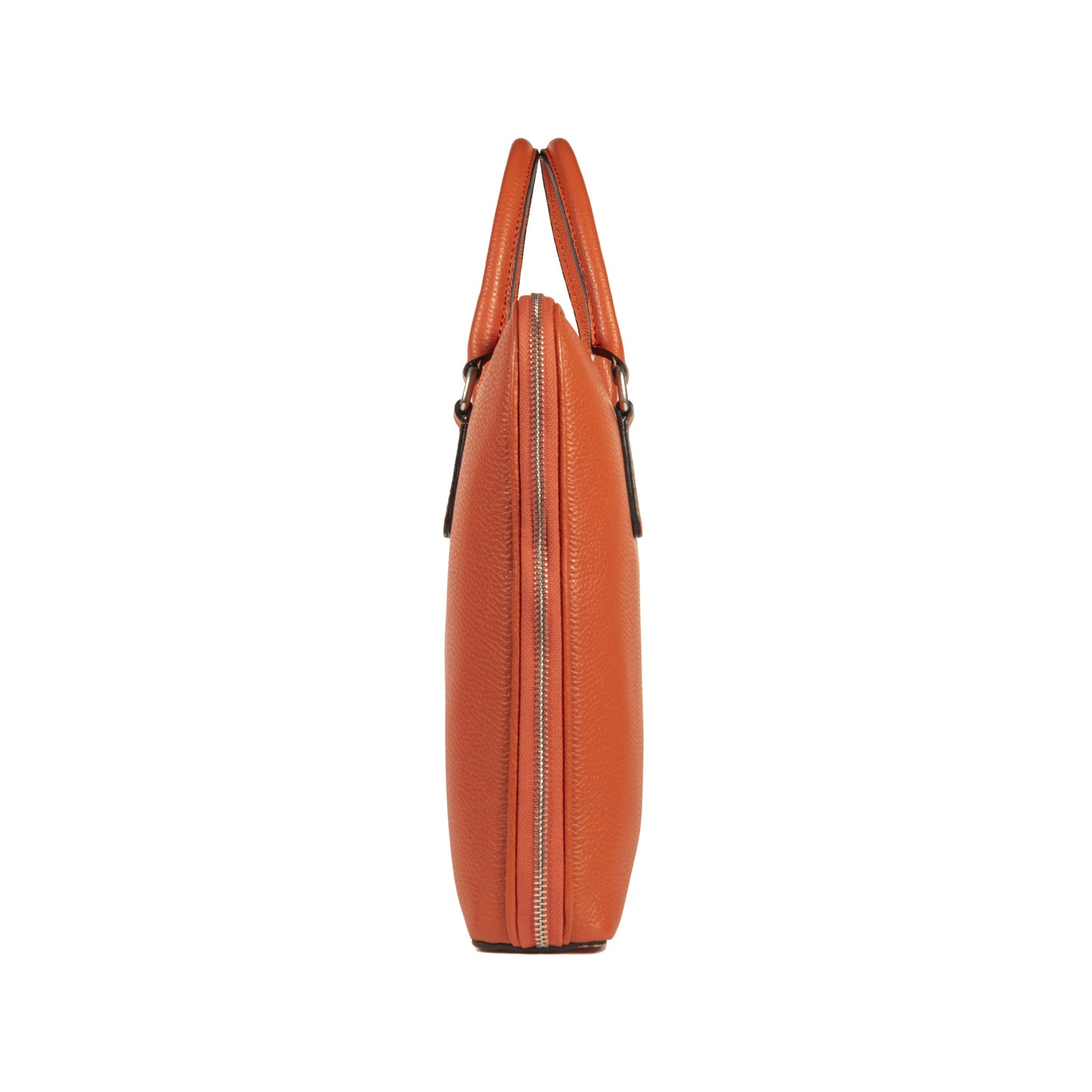 RB1019L | Cartella Business Unisex in Vera Pelle Made in Italy con tracolla removibile. Attacchi con moschettoni in metallo Nickel Lucido - Colore Arancione - Dimensioni: cm 37 x 29 x 6,5-3