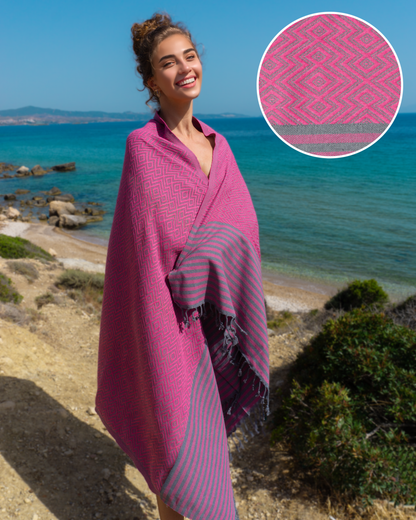 SAHARA Hammam Beach Towel, Spa Sauna Towel - Cherry Red-0