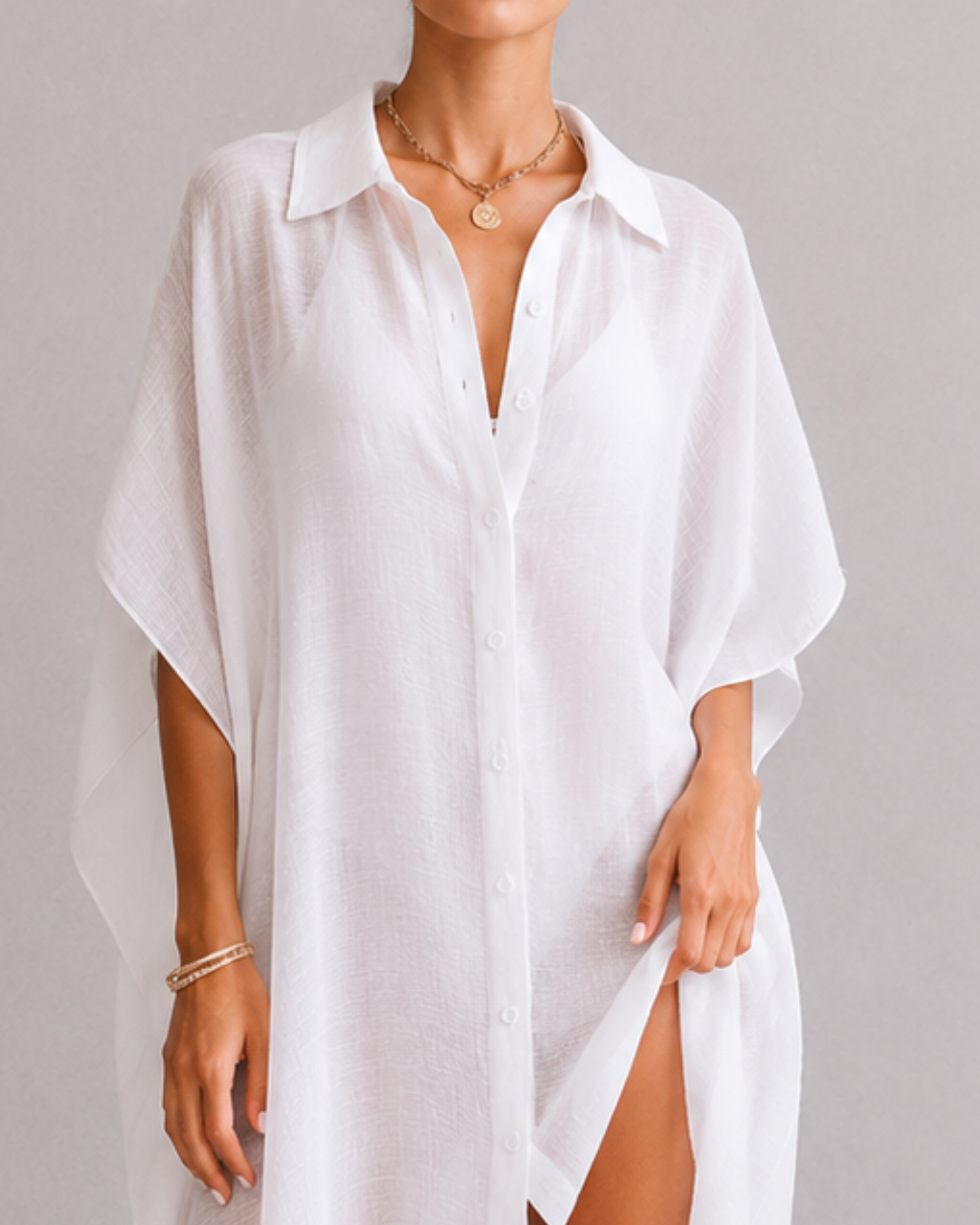 Damen Strandkleid mit Knopfleiste