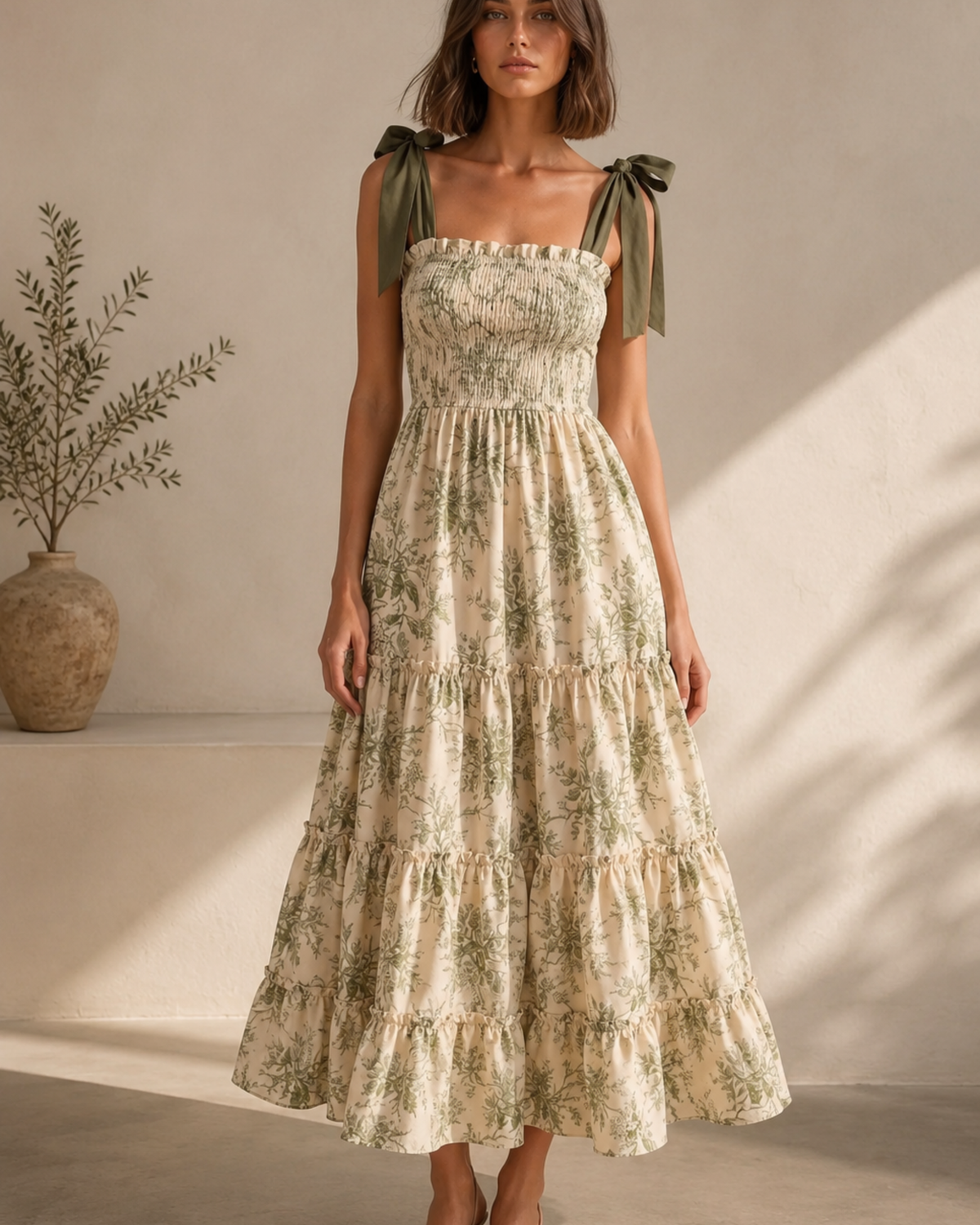 Midi-Kleid mit Bindeträgern