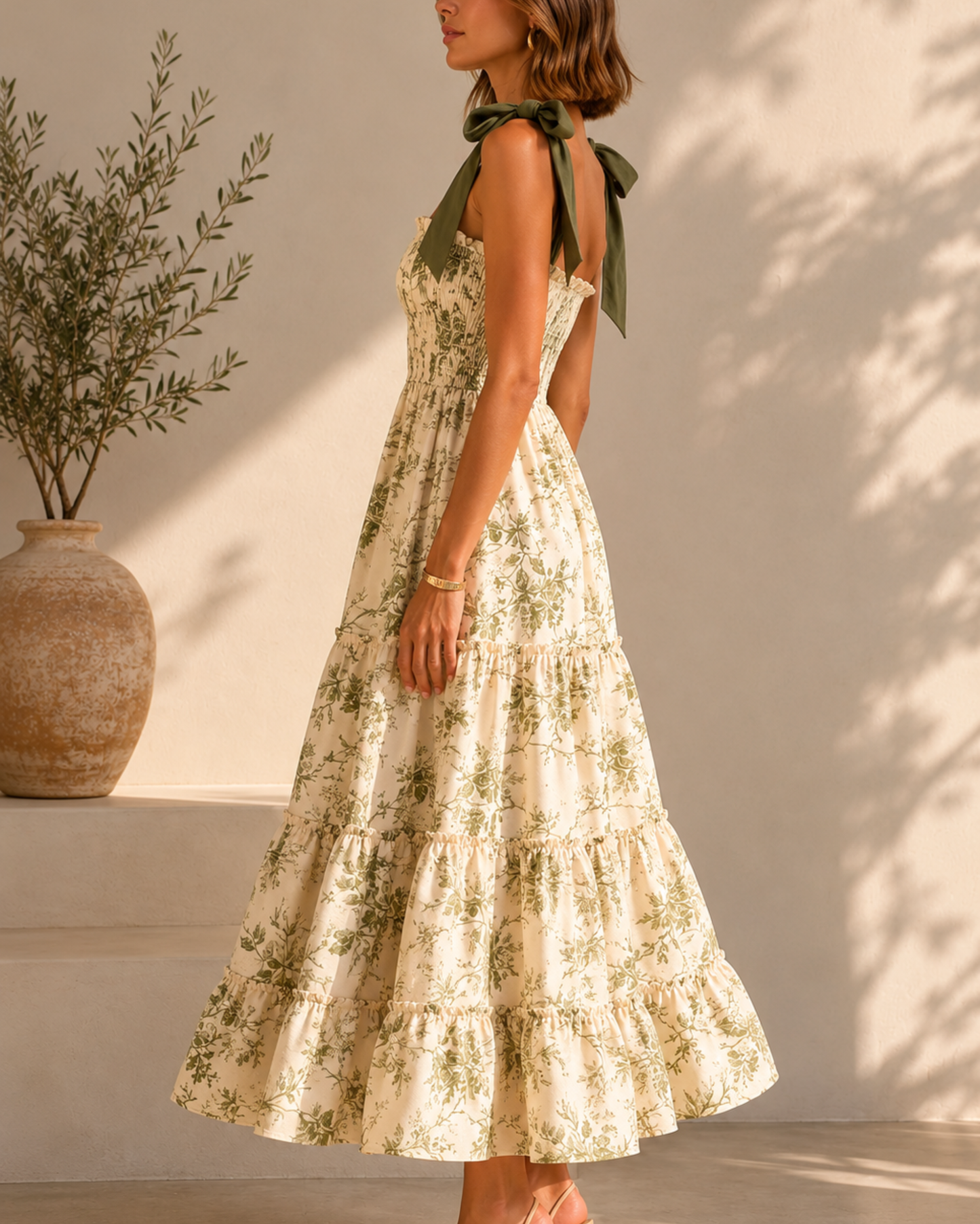 Midi-Kleid mit Bindeträgern