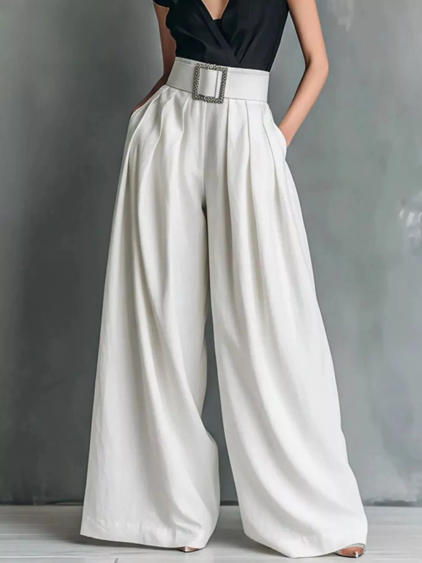 High Waist Palazzo Hose mit Gürtel