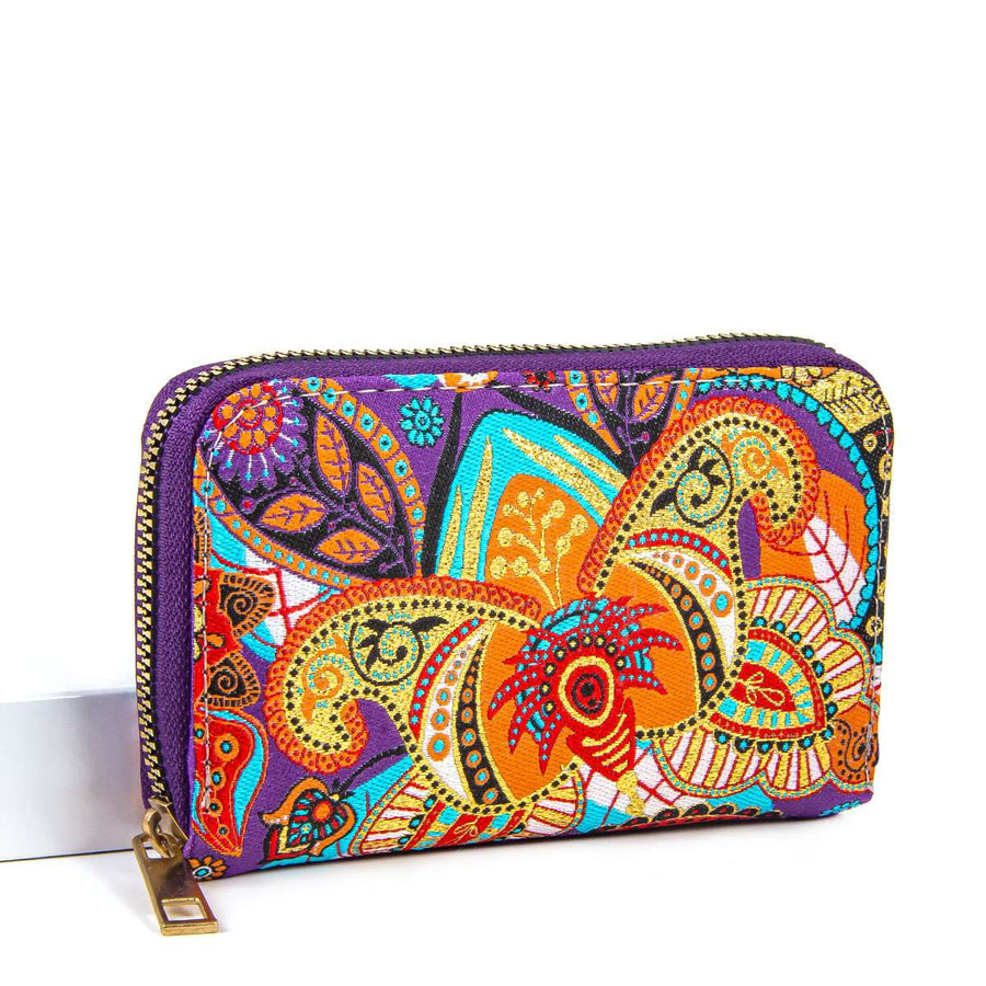 Geldbörse im Boho-Design - Orchidee - 14,5x8,5x2,5cm