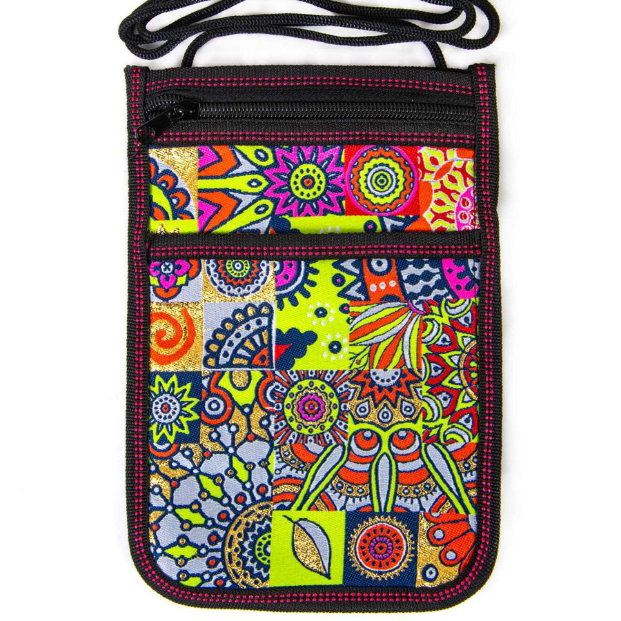 Umhängetasche mit Boho-Muster - Neon - 23,5x15cm