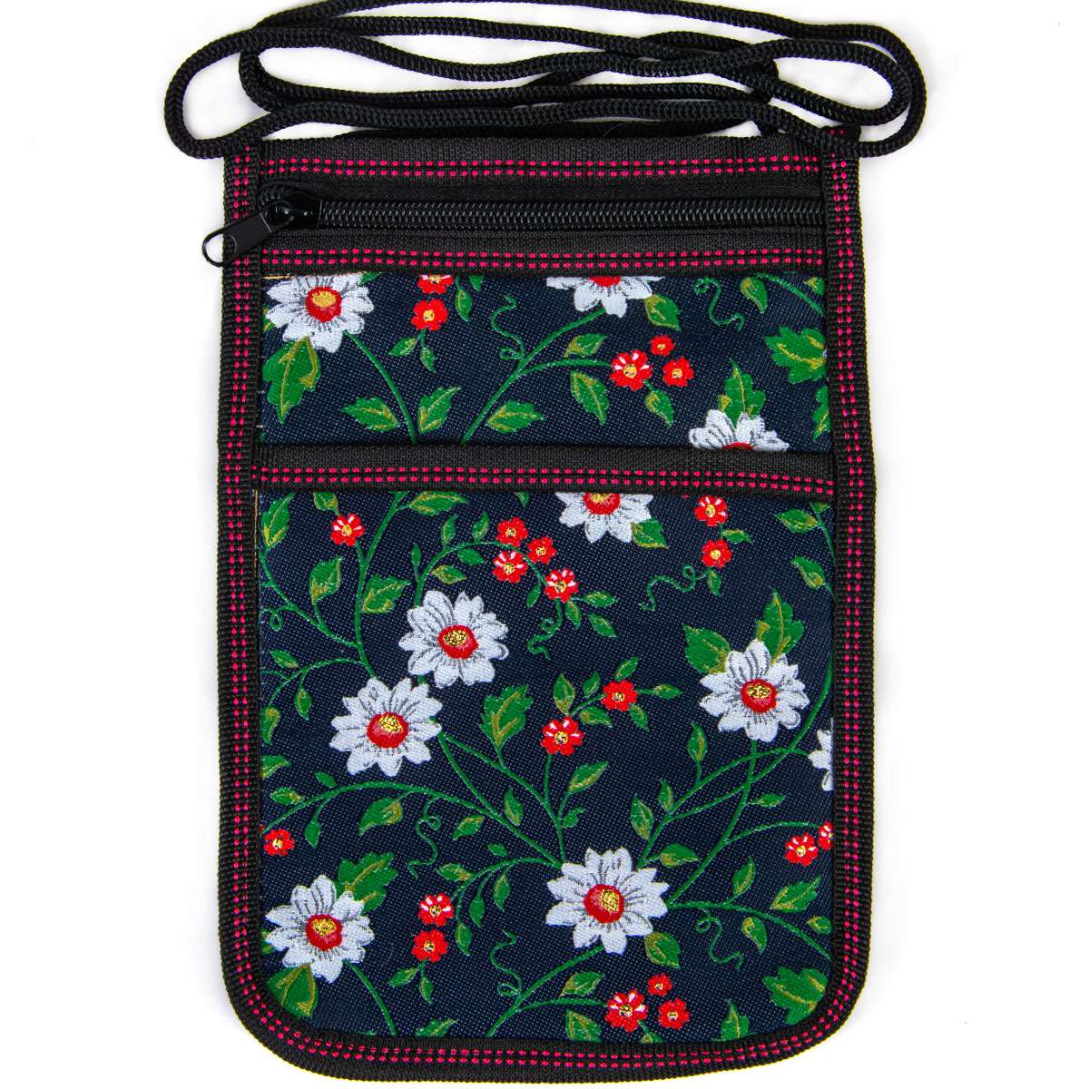 Umhängetasche mit Blumen-Muster - 23,5x15cm