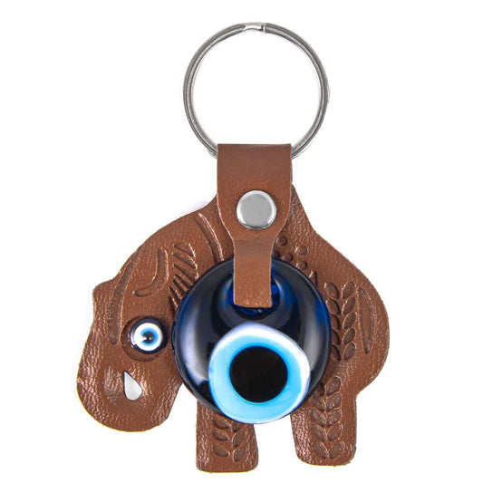 Leder Schlüsselanhänger  - Elefant - Braun - 9x6cm