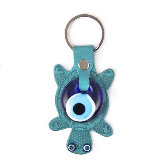 Leder Schlüsselanhänger  - Schildkröte - Türkis - 10x5cm