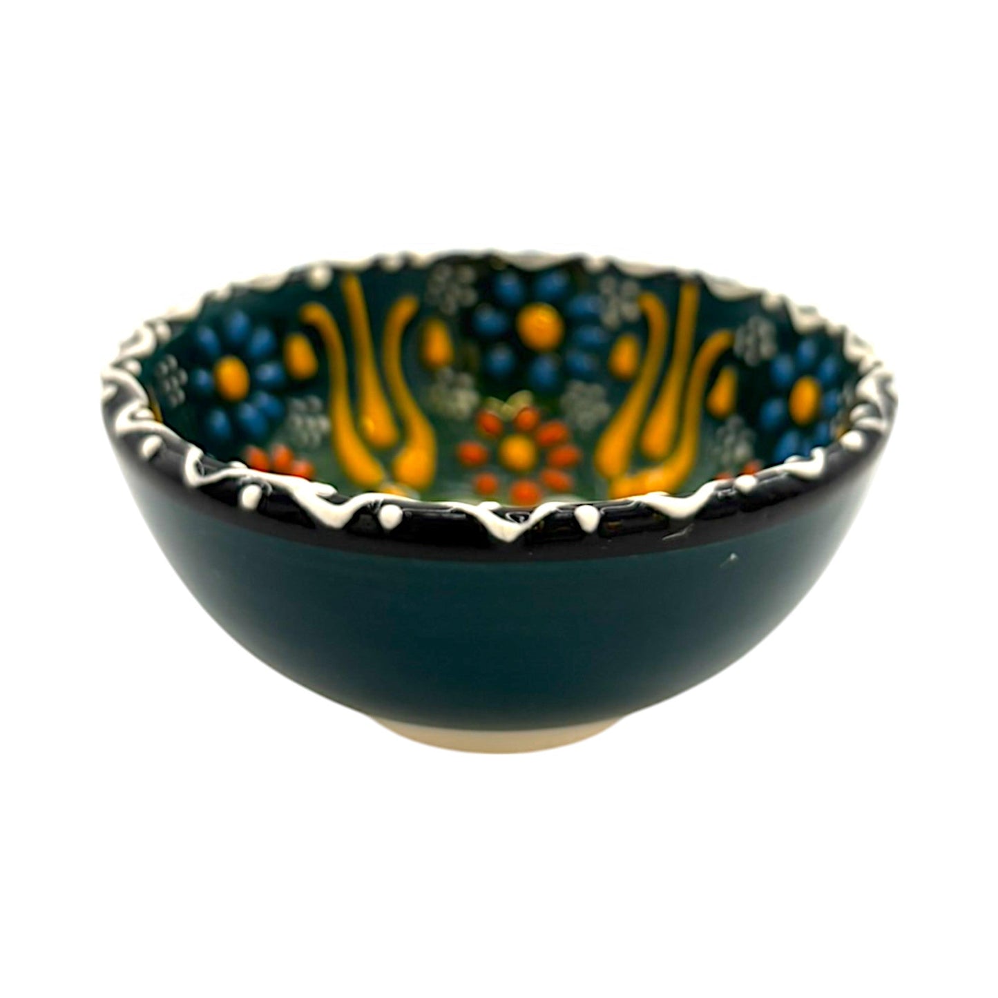 Keramikschale - Blume - Dunkelgrün - 8cm