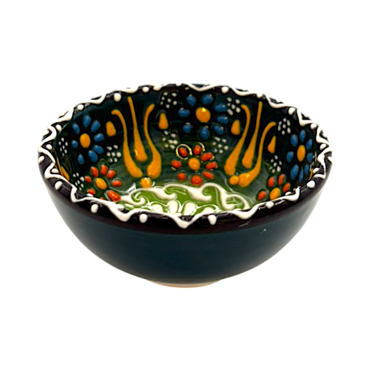 Keramikschale - Blume - Dunkelgrün - 8cm