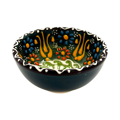 Keramikschale - Blume - Dunkelgrün - 8cm