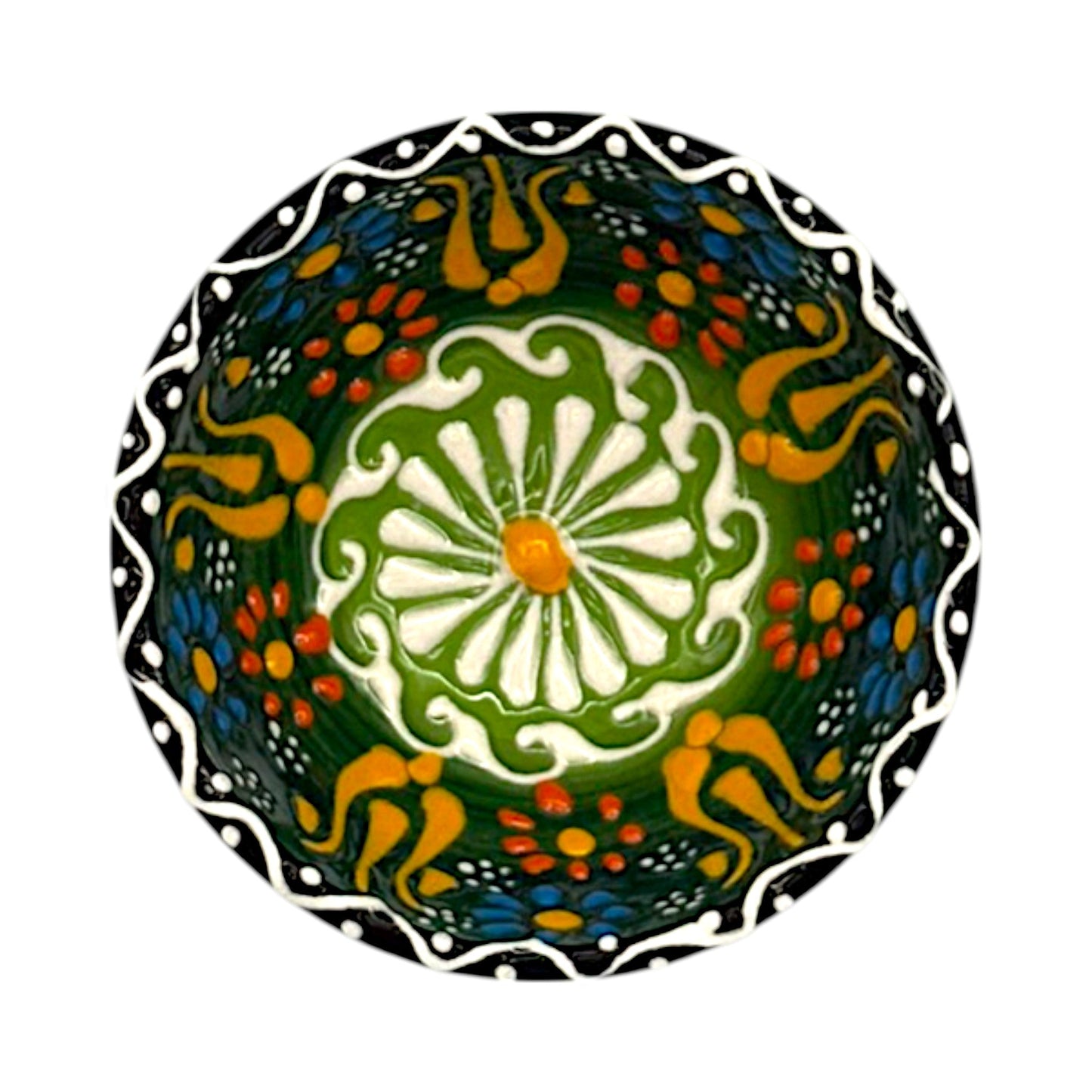 Keramikschale - Blume - Dunkelgrün - 8cm