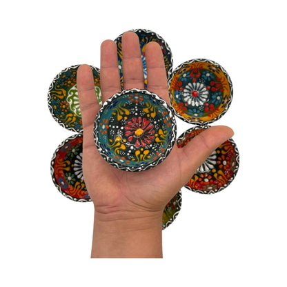 Keramikschale - Blume - Dunkelgrün - 8cm