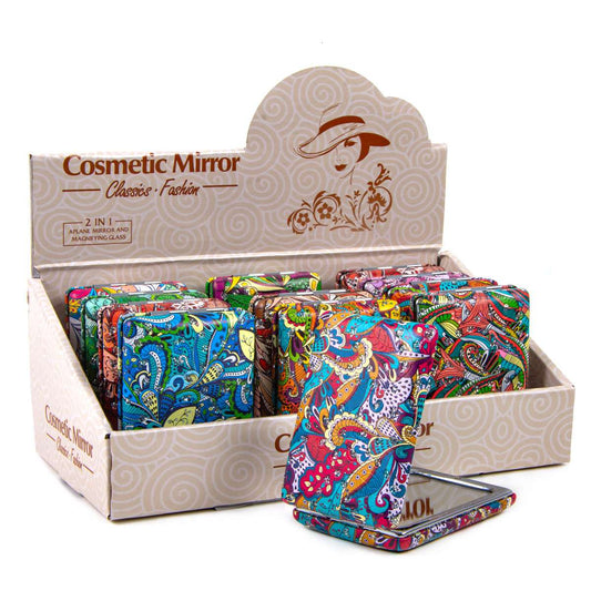 Kosmetikspiegel eckig im Boho-Stil 2 - 12er-Set - 7,5 x 7,5 x 1cm