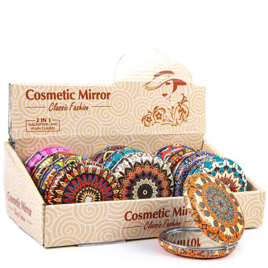 Kosmetikspiegel rund im Boho-Stil 2 - 12er-Set - 7,5 x 7,5 x 1cm