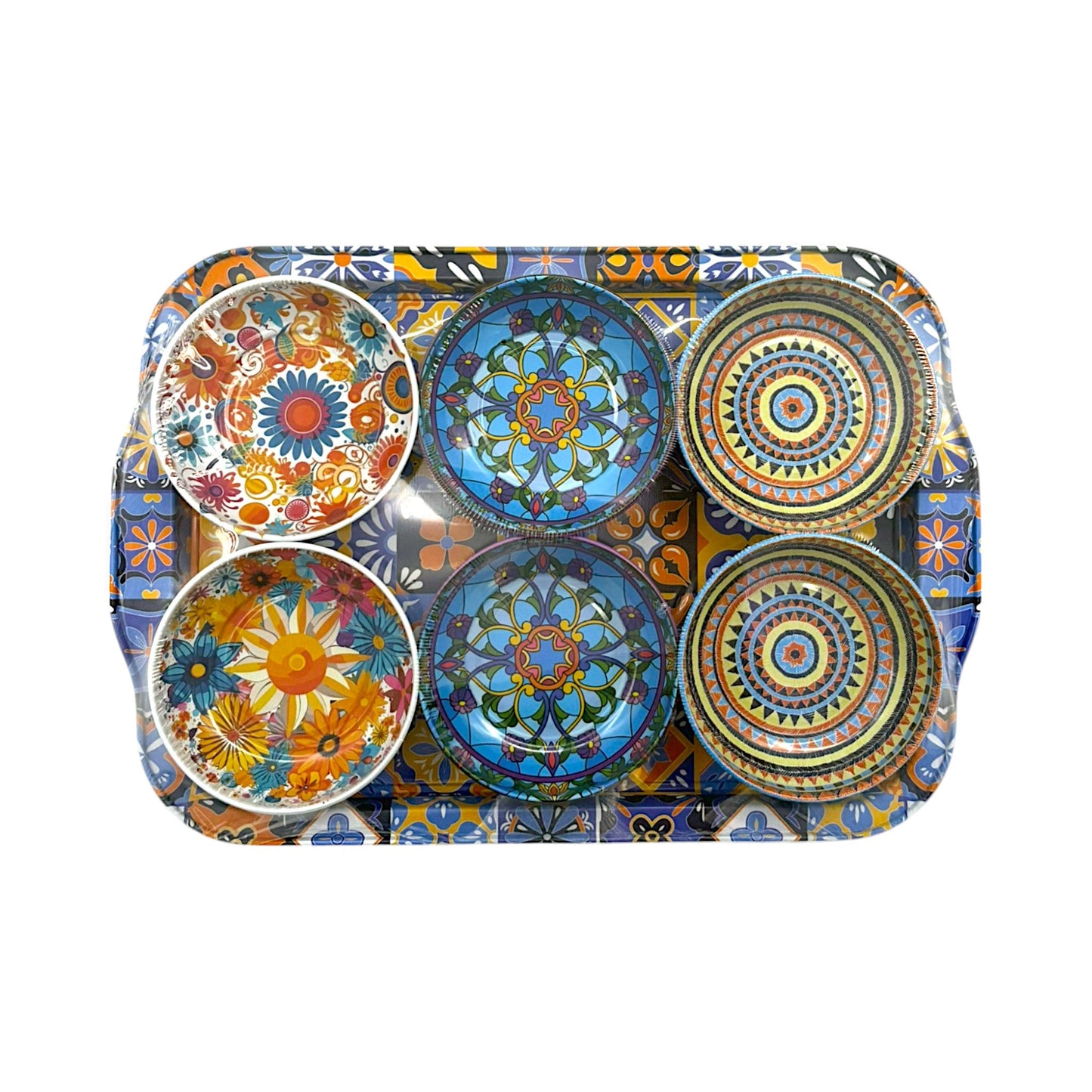 6x Metall Schüssel mit Tablett - Überraschungsset