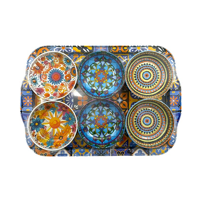 6x Metall Schüssel mit Tablett - Überraschungsset