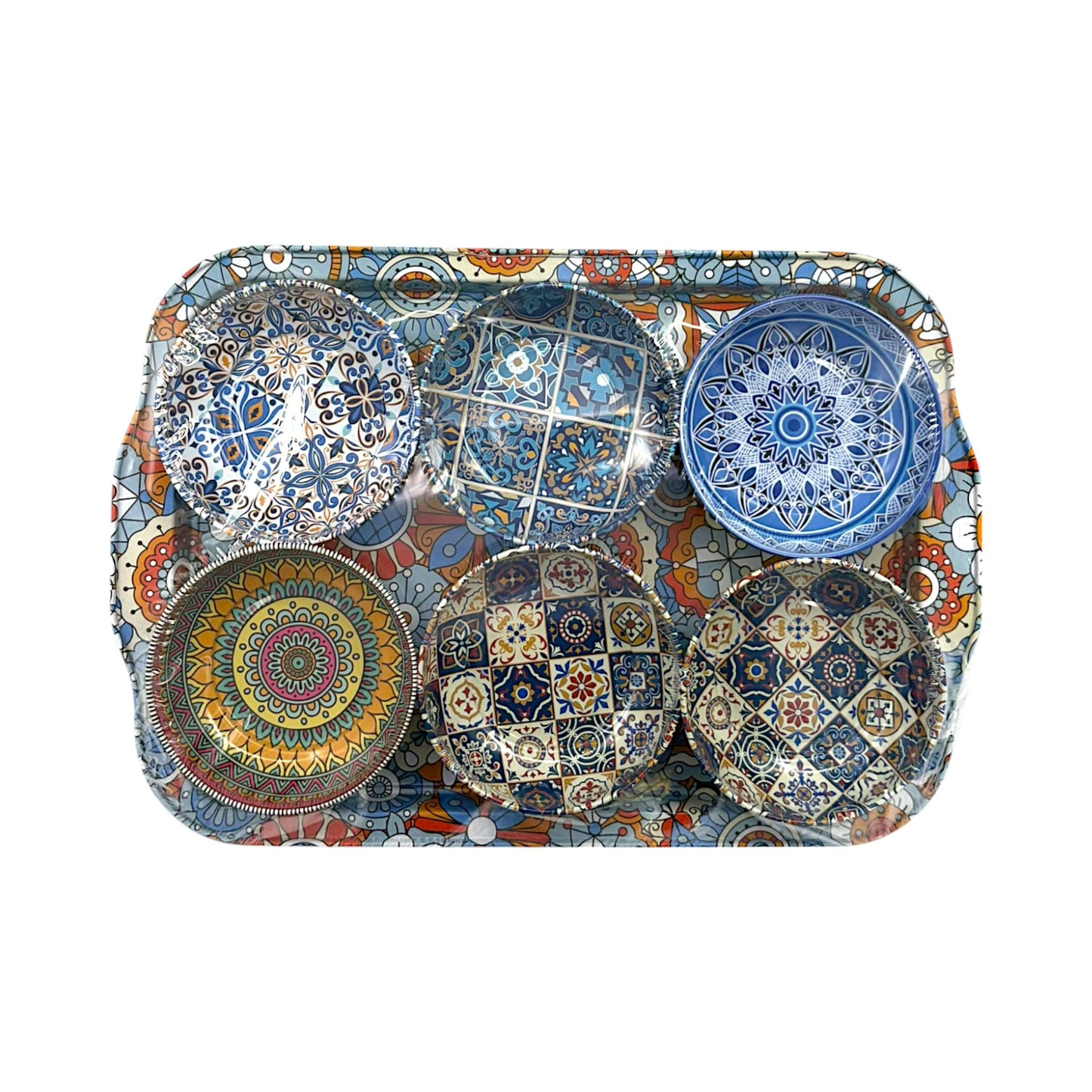 6x Metall Schüssel mit Tablett - Überraschungsset