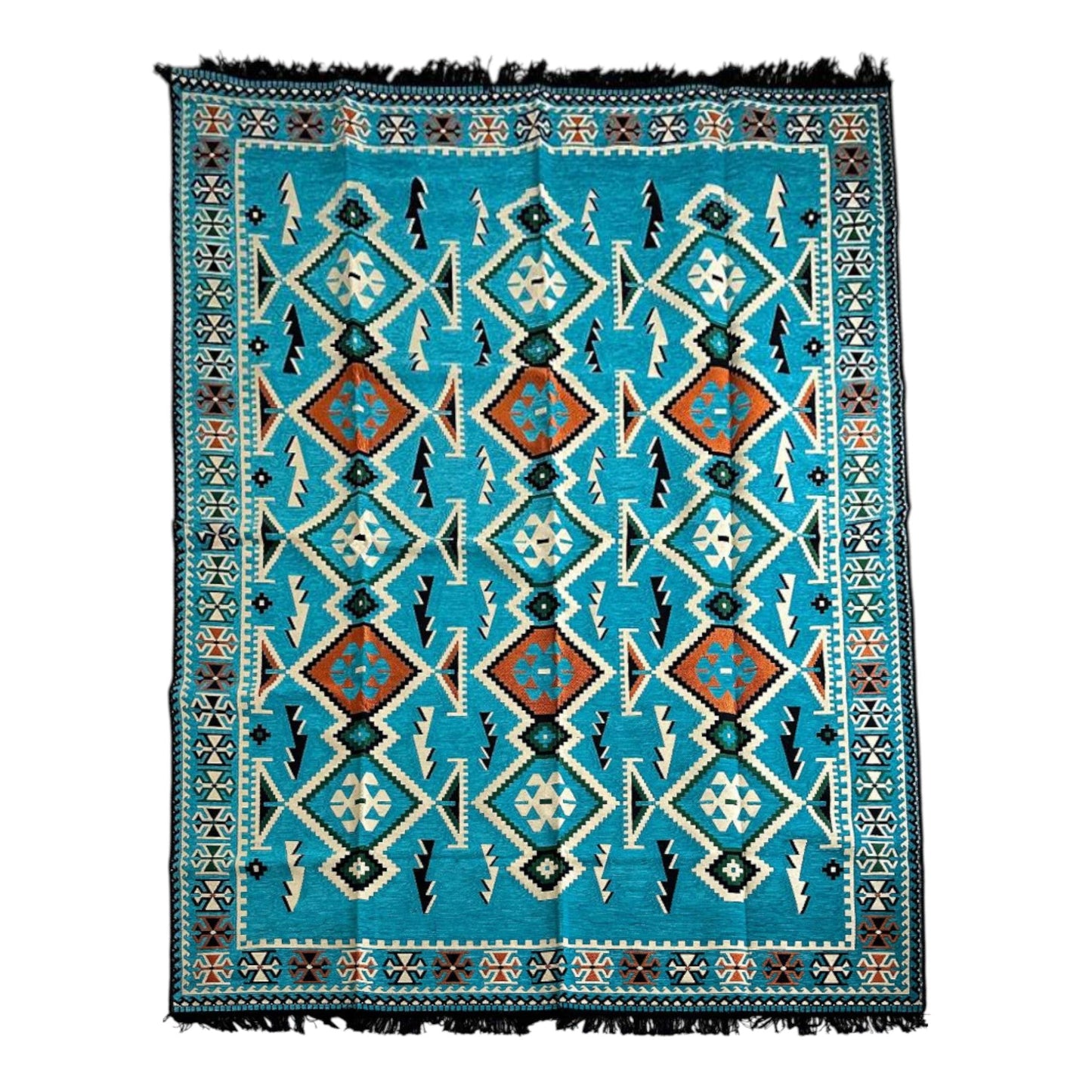 Teppich mit Kilim Motiven- Blau - 300x200x0,5cm