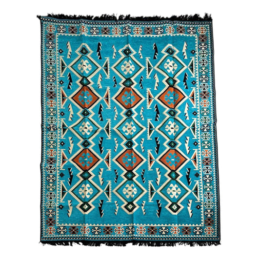Teppich mit Kilim Motiven- Blau - 300x200x0,5cm