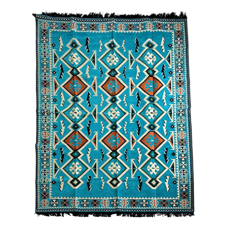Teppich mit Kilim Motiven- Blau - 300x200x0,5cm