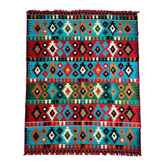 Teppich mit Kilim Motiven- Bunt - 300x200x0,5cm