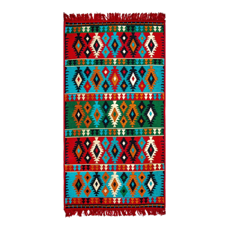 Teppich mit Kilim Motiven - Bunt - 150x80x1cm