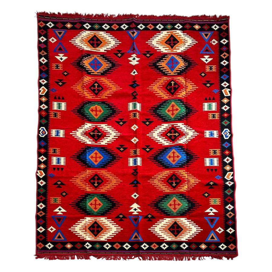 Teppich mit Kilim Motiven- Rot - 300x200x0,5cm